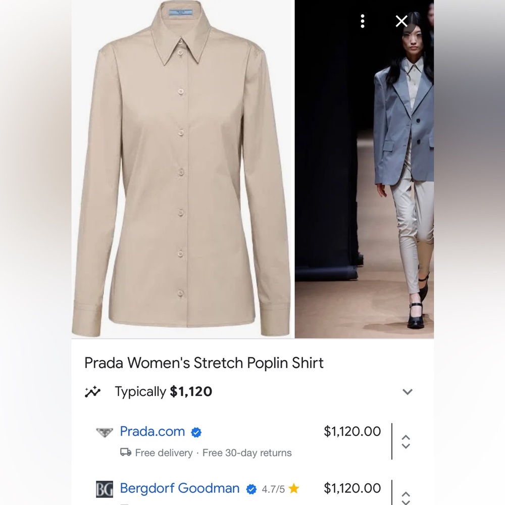 EUC Authentic PRADA Stretch Poplin Shirt